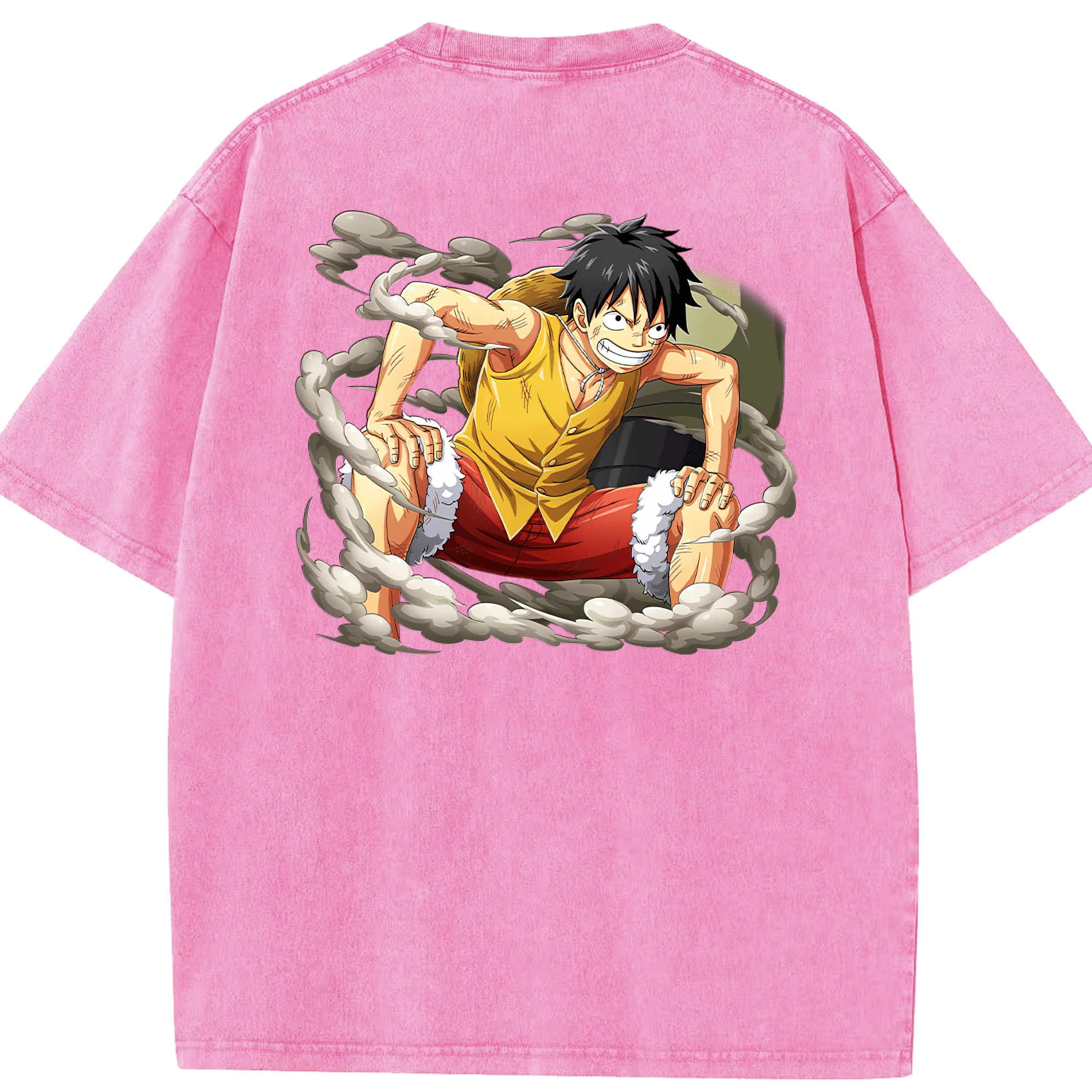 ワンピース モンキー・D・ルフィ ONE PIECE Monkey D. Luffy 綿100% ヴィンテージ風 半袖Tシャツ（背面プリント）